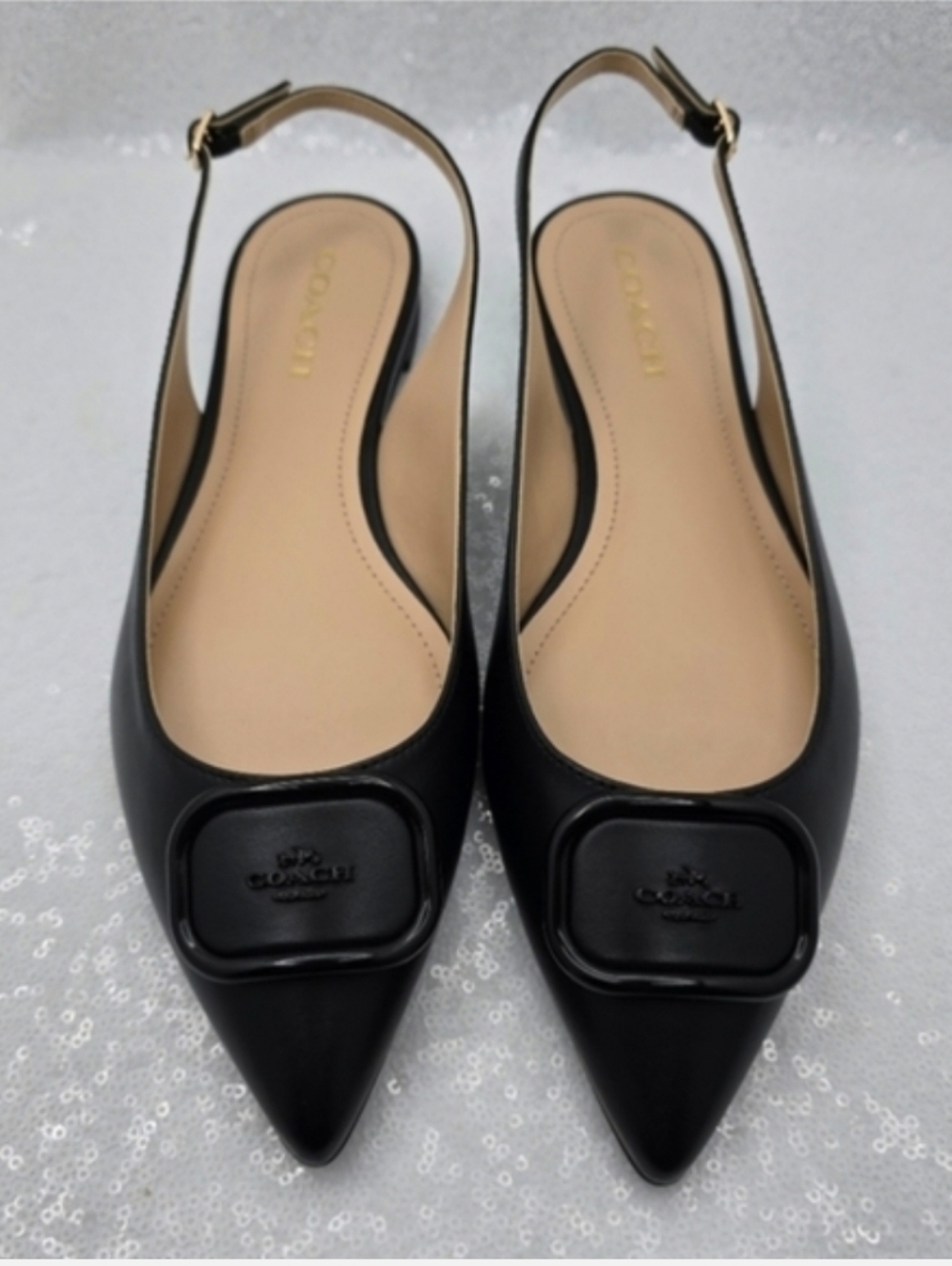 Coach Veda Class Slingback Flats Black Leather Women's 10 - Picture 4 of 10
